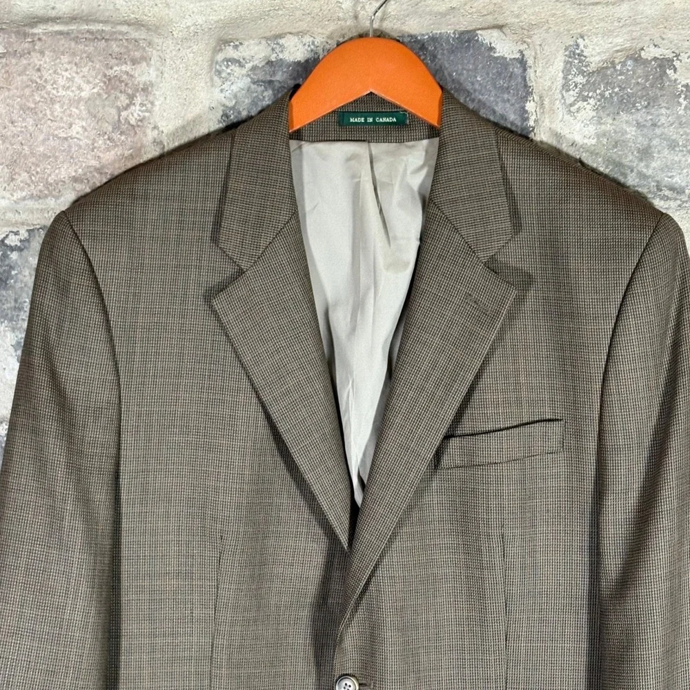 Lauren Ralph Lauren Men's Brown Plaid Wool Sport Coat‎ Blazer 43L Classic Office